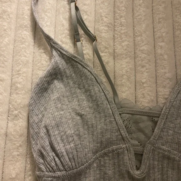 Gray Ribbed Bralette - Picture 2 of 5